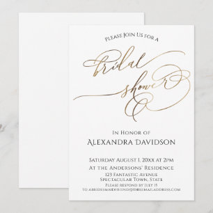 Einfaches elegantes Gold Typografy-Brautparty Einladung