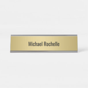 Einfaches elegantes Goldmetall Sheen Schreibtischnamensplakette
