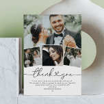 Einfaches elegantes Heart Wedding Foto Dankeskarte<br><div class="desc">Minimalistische Hochzeitsdankkarten,  die wir an Ihre Hochzeitsgäste schicken,  um Ihnen Ihre Wertschätzung zu zeigen,  damit Sie Ihren wunderbaren Tag feiern können. Mit 4 Fotos Hochzeit,  der Titel "danke" in einem eleganten Herz-Drehbuch Schriftart,  und ein personalisiertes Dankeschön Note.</div>