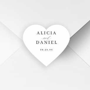Einfaches, elegantes Hochzeitslabel Herz-Aufkleber