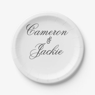 Einfaches elegantes Hochzeitspaar-Name stilvolle K Pappteller