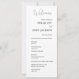 Einfaches elegantes Hochzeitsprogramm