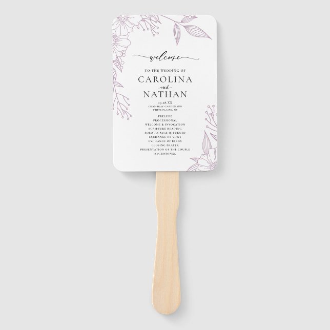 Einfaches elegantes Hochzeitsprogramm für Flora La Fächer (Vorderseite)