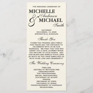 Einfaches elegantes Hochzeitsprogramm Programm