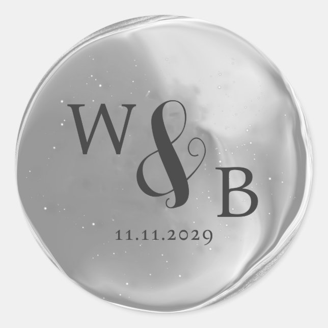 Einfaches elegantes Hochzeitungs-Wachs-Siegel Mit  Runder Aufkleber (Vorderseite)