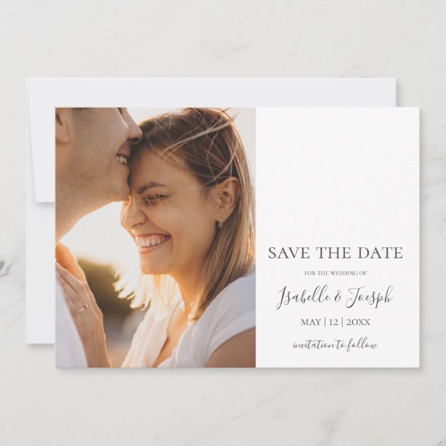 Einfaches elegantes, horizontales Foto Save the Da Date (Vorderseite)