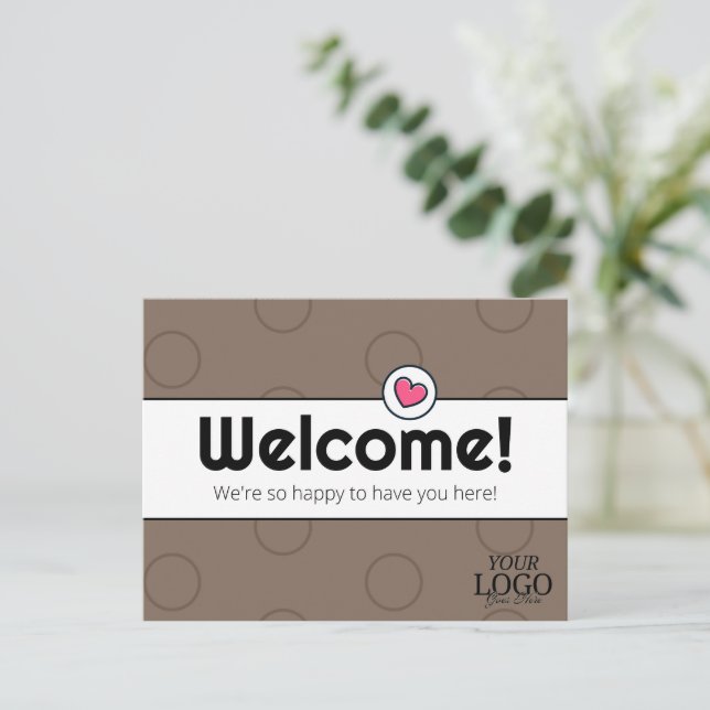 Einfaches elegantes Kaffeebraten-Business-Willkomm Postkarte (Stehend Vorderseite)