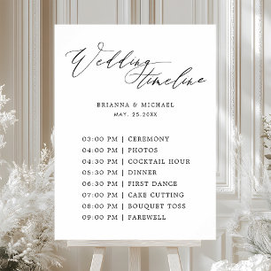 Einfaches elegantes Kalligrafie-Hochzeits-Zeitplan Poster
