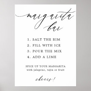 Einfaches elegantes Kalligrafie Margarita Bar Menu Poster