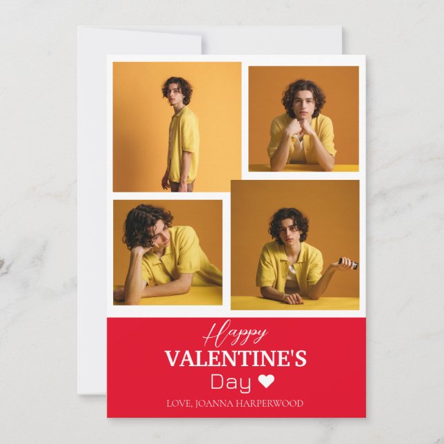 Einfaches Elegantes Liebe Valentinstag Foto Feiertagskarte (Vorderseite)