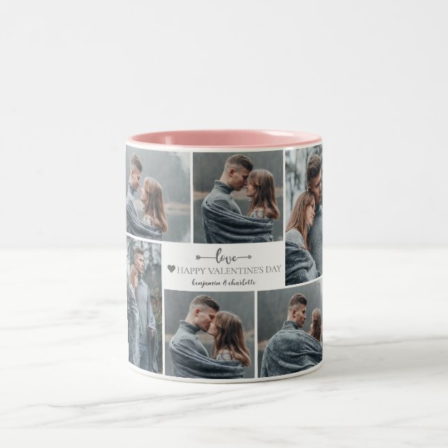 Einfaches elegantes Liebe-Valentinstag-Foto Zweifarbige Tasse (Mittel)