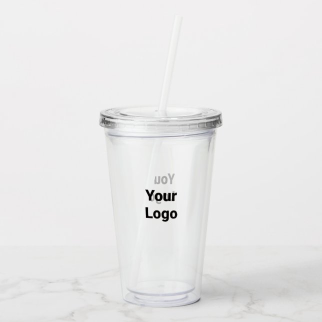 Einfaches, elegantes Logo hier Acryltrinkbecher (Rückseite)