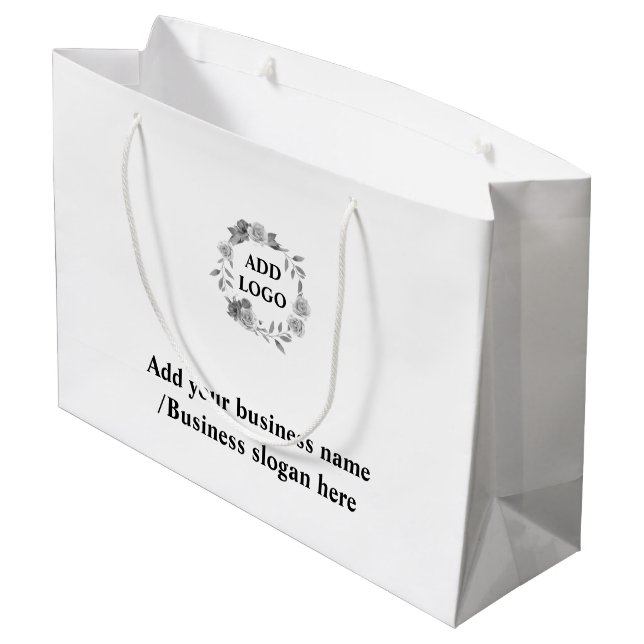 Einfaches, elegantes Logo hier Große Geschenktüte (Rückseite Schrägansicht)