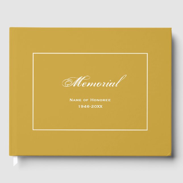 Einfaches, elegantes Memorial Service Gold Gästebuch (Vorderseite)
