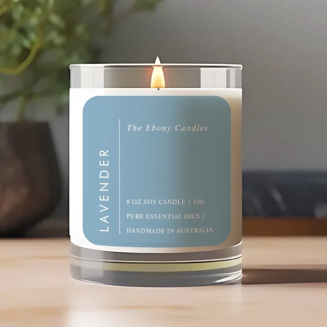 Einfaches elegantes Minimal Dusky Blue Candle Labe Quadratischer Aufkleber (Von Creator hochgeladen)