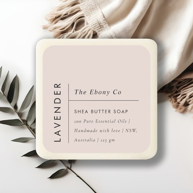 Einfaches elegantes Minimal Dusky Blush Soap Label Quadratischer Aufkleber (Von Creator hochgeladen)