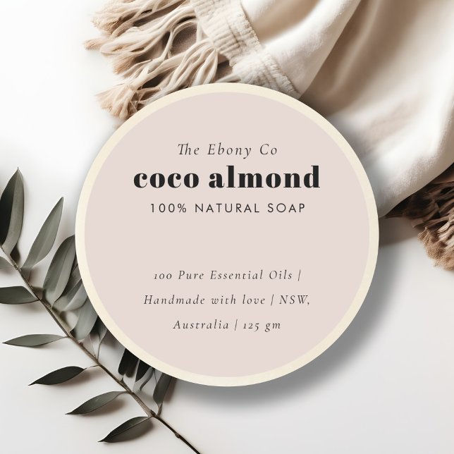 Einfaches elegantes Minimal Dusky Blush Soap Label Runder Aufkleber (Von Creator hochgeladen)