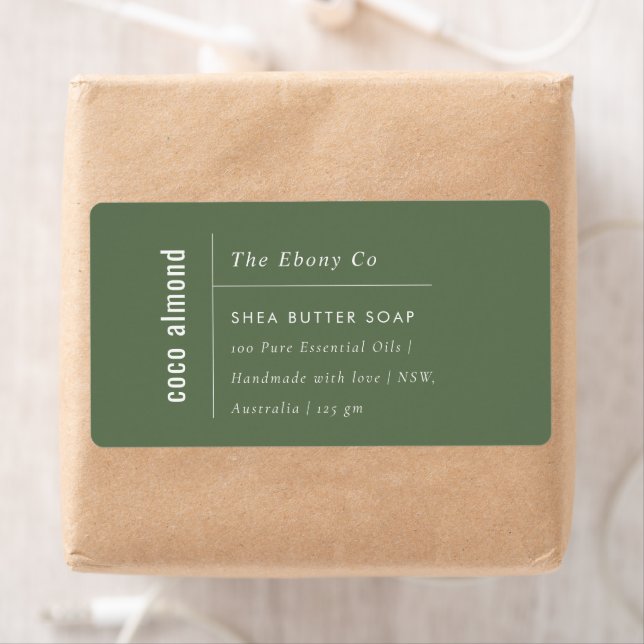 Einfaches elegantes Minimal Dusky Green Soap Label (Insitu)