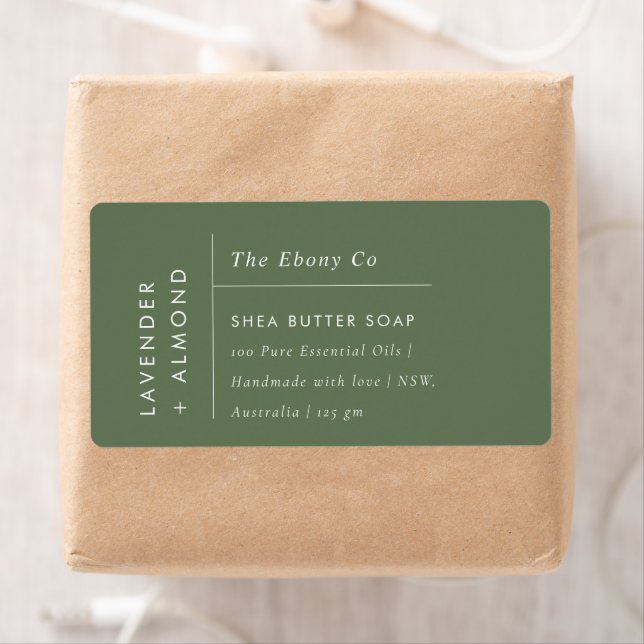 Einfaches elegantes Minimal Dusky Green Soap Label (Insitu)