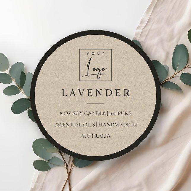 Einfaches elegantes Minimal-Kraft-Logo-Label Runder Aufkleber (Von Creator hochgeladen)