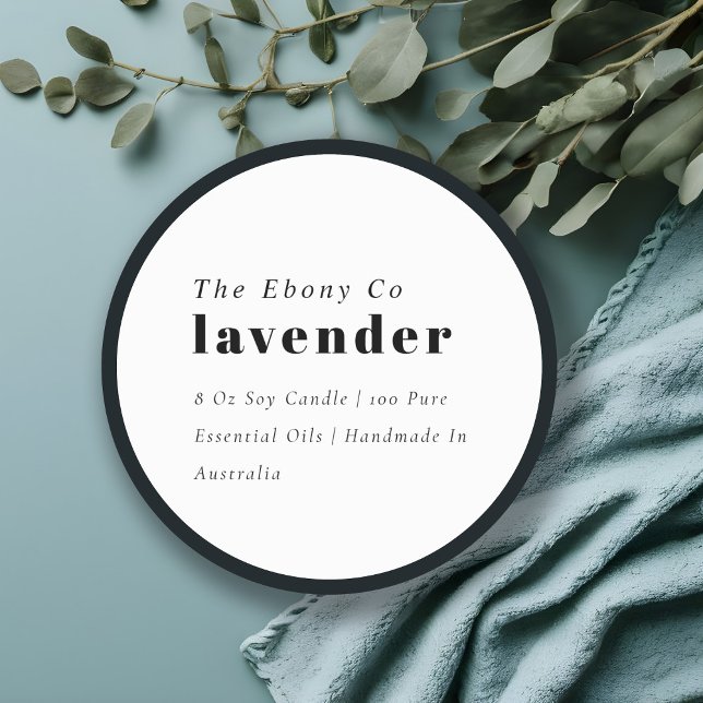 Einfaches elegantes, minimales Schwarz-Weiß-Label Runder Aufkleber (Von Creator hochgeladen)