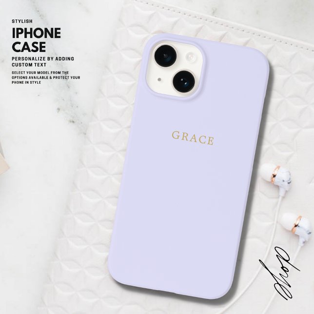 Einfaches elegantes Minimalistisches Lilac-Goldnam Case-Mate iPhone 14 Hülle (Von Creator hochgeladen)