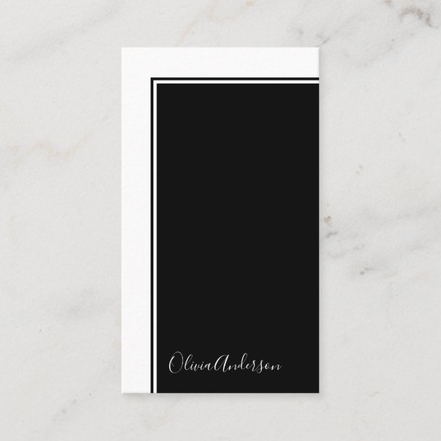 Einfaches elegantes, Minimalistisches Schwarz-weiß Visitenkarte (Vorderseite)