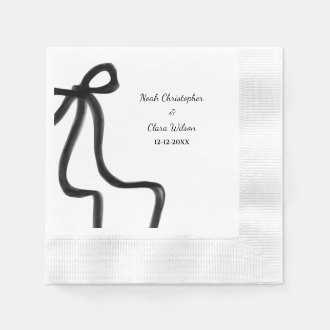 Einfaches elegantes Minimalistisches Schwarzes Wei Serviette (Vorderseite)