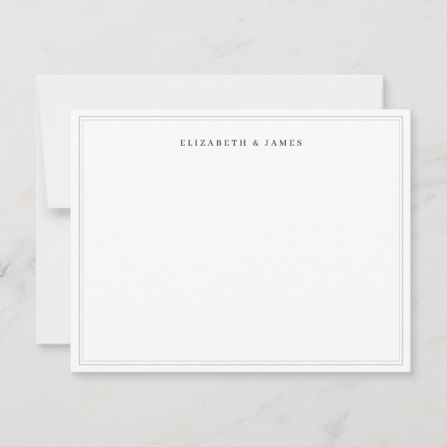 Einfaches elegantes, modernes Doppelgrenzenpaar Mitteilungskarte (Vorderseite)