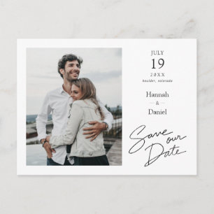 Einfaches elegantes modernes Foto Hochzeit rettet  Ankündigungspostkarte