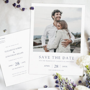 Einfaches elegantes modernes Foto Hochzeit rettet  Einladungspostkarte