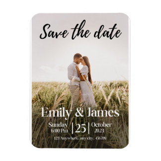 Einfaches elegantes modernes Foto Hochzeit rettet  Magnet