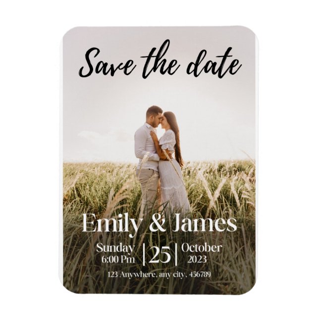 Einfaches elegantes modernes Foto Hochzeit rettet  Magnet (Vertikal)