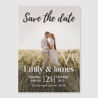 Einfaches elegantes modernes Foto Hochzeit rettet  Magnetkarte