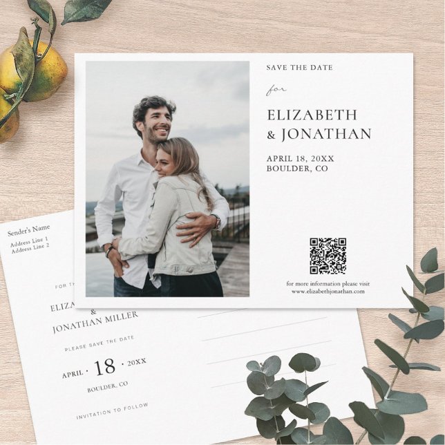 Einfaches elegantes modernes Foto Save the Date Ho Einladungspostkarte (Von Creator hochgeladen)
