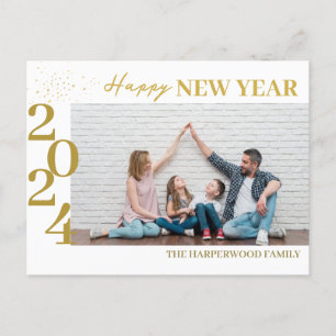 Einfaches Elegantes Modernes Happy New Year One Fo Feiertagspostkarte