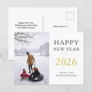 Einfaches Elegantes Modernes Happy New Year One Fo Feiertagspostkarte