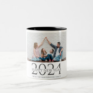 Einfaches Elegantes Modernes Happy New Year One Fo Zweifarbige Tasse