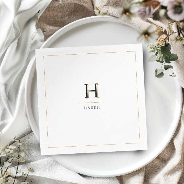 Einfaches elegantes, modernes Monogramm der Luxe-F Serviette (Simple Elegant Modern Classy Luxe Family Monogram Napkins)