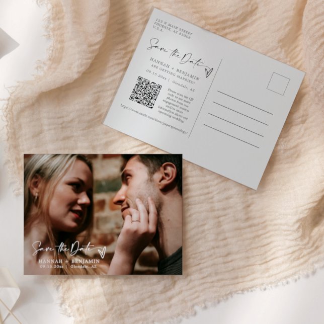 Einfaches elegantes, modernes QR Code Foto Postkarte (Von Creator hochgeladen)