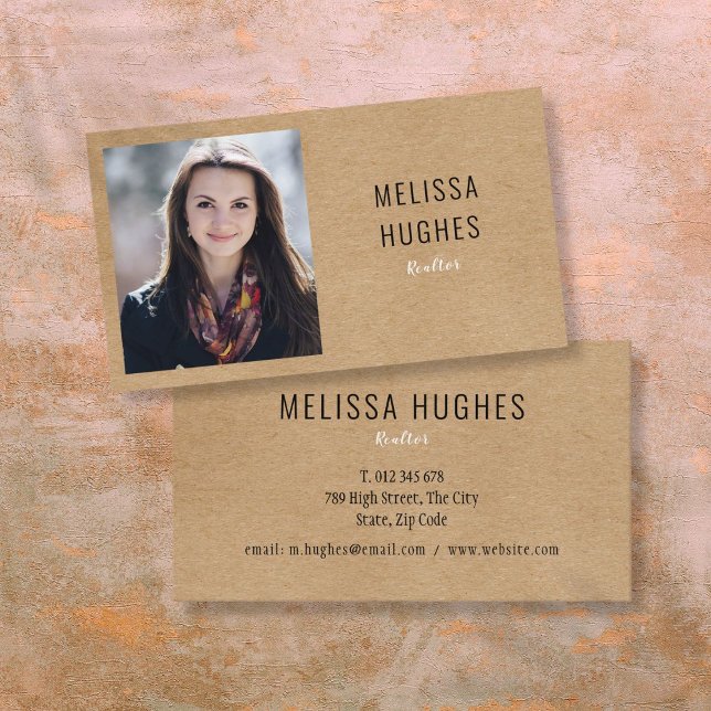 Einfaches elegantes, modernes Rustikales Kraft-Fot Visitenkarte (Simple Elegant Modern Rustic Kraft Photo Business Card)