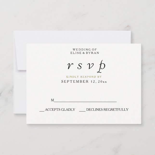 Einfaches elegantes, modernes SkriptWedding RSVP Karte (Vorderseite)