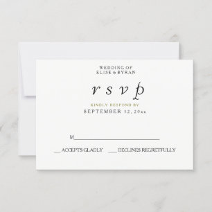 Einfaches elegantes, modernes SkriptWedding RSVP Karte