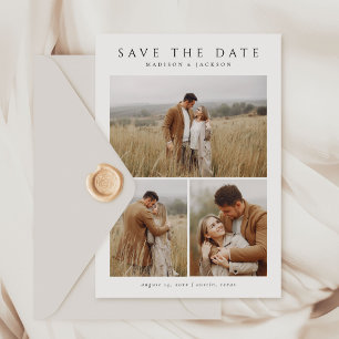 Einfaches elegantes, modernes Vier-Foto Save The Date