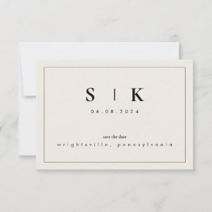 Einfaches Elegantes Monogramm Beige Save the Date
