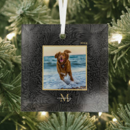 Einfaches elegantes Monogramm-Foto für benutzerdef Ornament Aus Glas