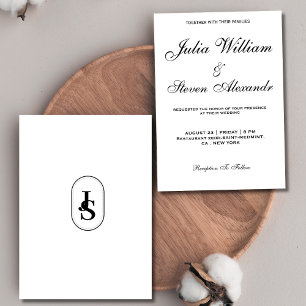 Einfaches elegantes Monogramm schwarze und weiße H Einladung