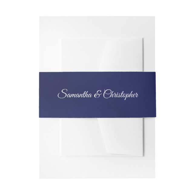 Einfaches elegantes Navy Blue mit Namen Wedding Einladungsbanderole (Vorderseite Beispiel)