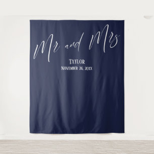 Einfaches elegantes Navy-Foto-Hintergrund für Mr.  Wandteppich