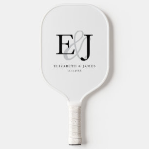 Einfaches Elegantes Paar-Monogramm Hochzeit  Pickleball Schläger